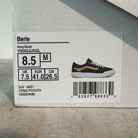 Vans Berle Skate Shoes Men’s Size 8.5 – Navy/Gold – Brand New - Picture 3 of 6